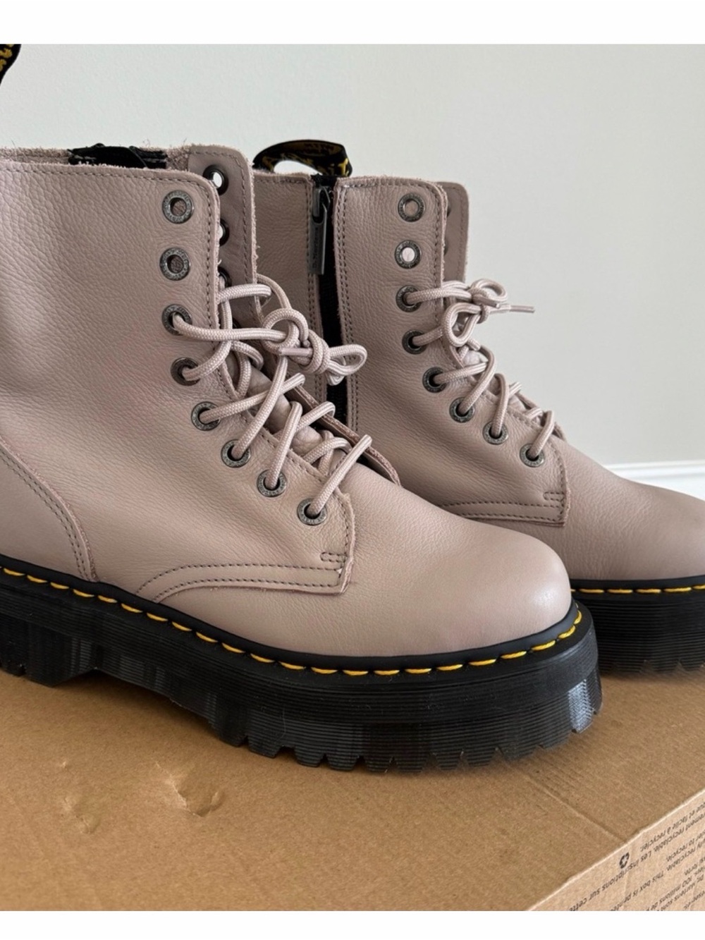Dr. Martens Jadon Boots in Taupe - Women's platform leather boots size 9 - Picture 2 of 4